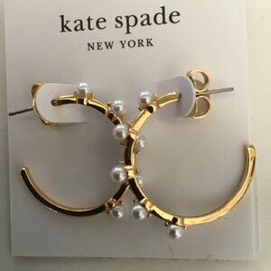 Kate Spade New Gold Hoop Scattered with Pearls Earrings